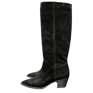 Sam Edelman Rowena Knee High Boots Women Black Leather Suede‎ Pointed Toe Sz 8.5